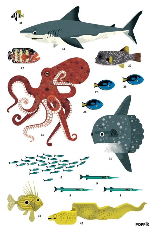 Poster Géant 59 Stickers Océan POPPIK 6 Poster Géant 59 Stickers Océan POPPIK – Image 4