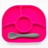 Assiette à Compartiments Ventousée Et Cuillère En Silicone Rose Et Gris BBLUV -Bébés Produits Magasin 842084000022 1