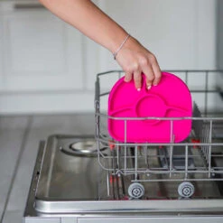 Assiette à Compartiments Ventousée Et Cuillère En Silicone Rose Et Gris BBLUV -Bébés Produits Magasin 842084000022 2