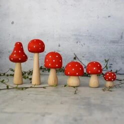 Champignons En Bois Rouge - Set De 7 PAPOOSE TOYS 10 Champignons En Bois Rouge - Set De 7 PAPOOSE TOYS -Bébés Produits Magasin CHAMPIGNONS ROUGE BOIS PAPOOSE TOYS