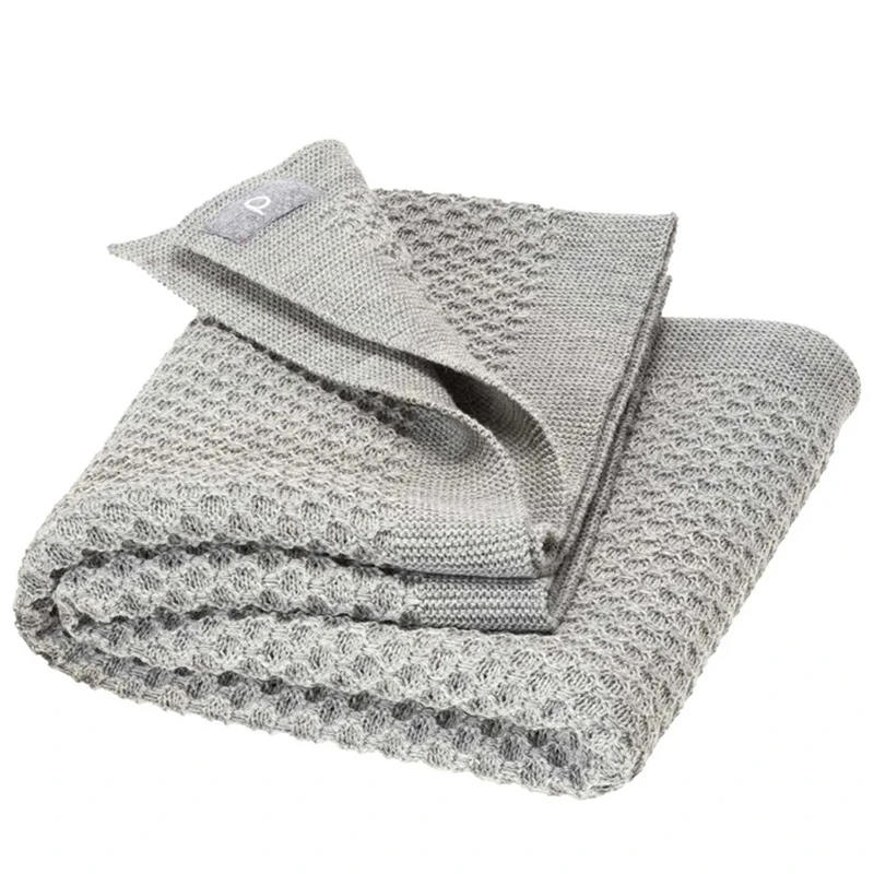 Couverture Nid D'abeilles En Laine Mérinos - Gris DISANA 3 Couverture Nid D'abeilles En Laine Mérinos - Gris DISANA