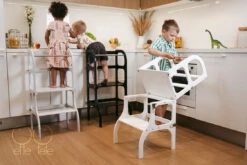Tour D'observation Montessori Transformable Step'N'Sit - White Silver ETTE TETE -Bébés Produits Magasin ETTETETETWhSsite5 1