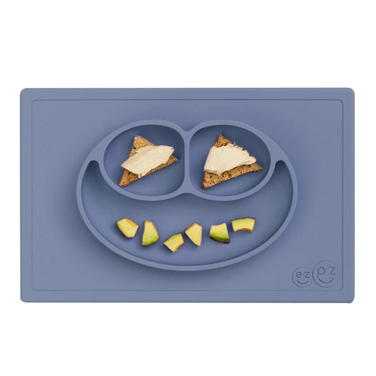 Assiette Antidérapante HAPPY Mat INDIGO EZPZ 3 Assiette Antidérapante HAPPY Mat INDIGO EZPZ
