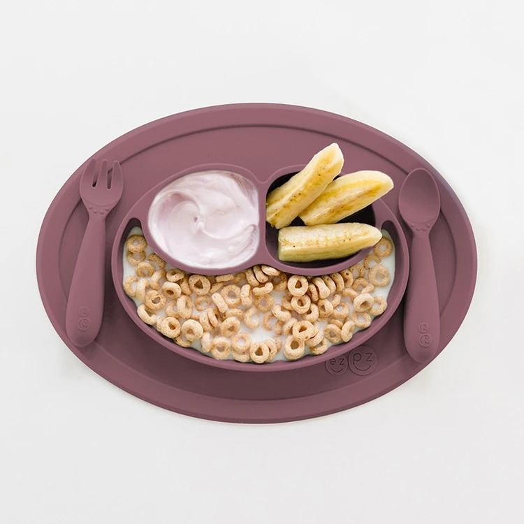 Assiette Antidérapante MINI Mat MAUVE EZPZ 4 Assiette Antidérapante MINI Mat MAUVE EZPZ – Image 2