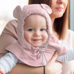 Cagoule Ajustable En Coton 0 à 4 Ans - Durty Pink FUN2BEMUM