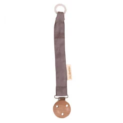 Attache Tétine En Bois Et Coton Dark Grey FILIBABBA
