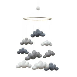 Mobile En Laine Feutrée Nuages - Grey GAMCHA