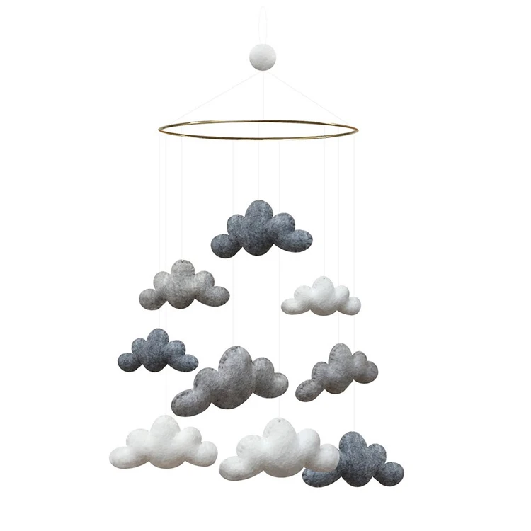 Mobile En Laine Feutrée Nuages - Grey GAMCHA 3 Mobile En Laine Feutrée Nuages - Grey GAMCHA