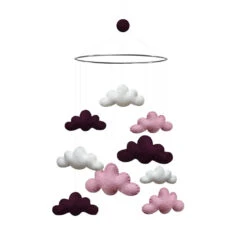 Mobile En Laine Feutrée Nuages - Dark Pink GAMCHA