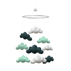 Mobile En Laine Feutrée Nuages - Mint GAMCHA