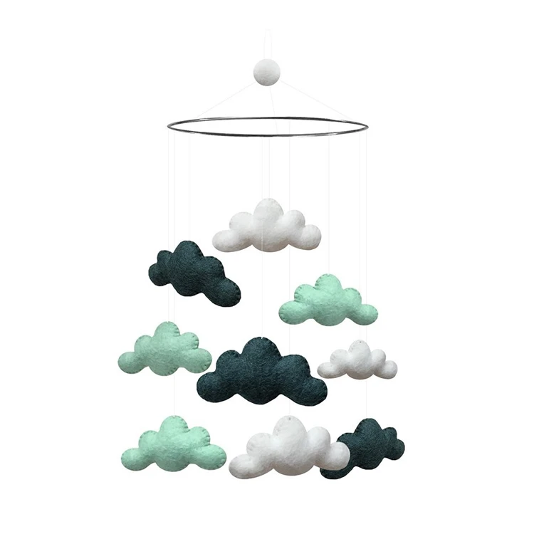 Mobile En Laine Feutrée Nuages - Mint GAMCHA 3 Mobile En Laine Feutrée Nuages - Mint GAMCHA