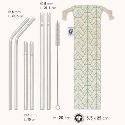 Set 6 Pailles En Inox + Accessoires GASPAJOE