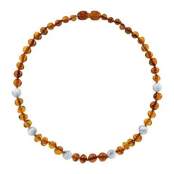 Collier D'Ambre Cognac Et Pierre Naturelle Bébé IRREVERSIBLE BIJOUX -Bébés Produits Magasin IRREVERSIBLE CBAP1S3