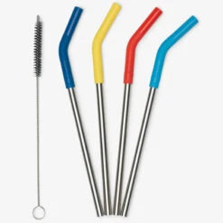 Set 4 Pailles Coudées En Inox Et Silicone - Multi Couleurs KLEAN KANTEEN