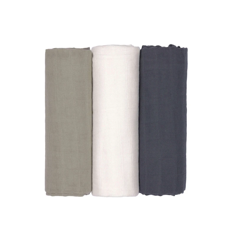 Lot De 3 Langes En Mousseline Olive LASSIG 4 Lot De 3 Langes En Mousseline Olive LASSIG – Image 2