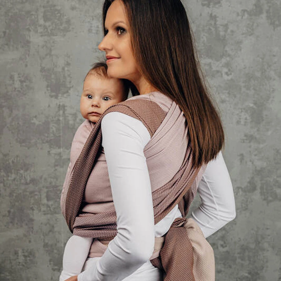 Echarpe De Portage LITTLE HERRINGBONE PINK 4.2m LENNYLAMB 4 Echarpe De Portage LITTLE HERRINGBONE PINK 4.2m LENNYLAMB – Image 2