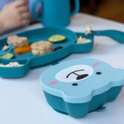 Set Repas En Silicone Ourson Bleu TUMTUM -Bébés Produits Magasin NEST TT5400S3