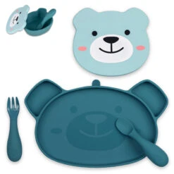Set Repas En Silicone Ourson Bleu TUMTUM