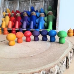 Mini Champignons En Bois Rainbow - Set De 7 PAPOOSE TOYS -Bébés Produits Magasin PAPOOSE TOYS mini champignons bois rainbow set de 7 v3