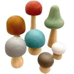Champignons En Bois Pastel - Set De 7 PAPOOSE TOYS 15 Champignons En Bois Pastel - Set De 7 PAPOOSE TOYS -Bébés Produits Magasin PAPOOSEWP346V1