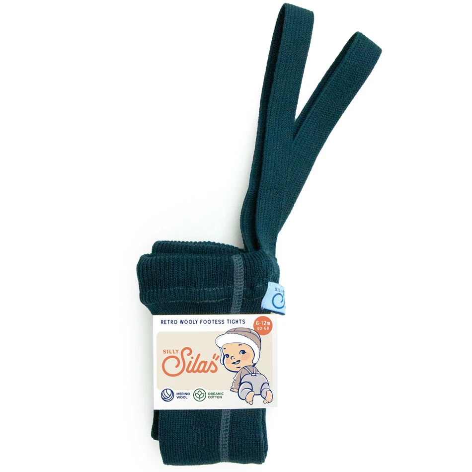 Collant Sans Pied à Bretelles En Laine Mérinos - Blue Saphire SILLY SILAS 3 Collant Sans Pied à Bretelles En Laine Mérinos - Blue Saphire SILLY SILAS