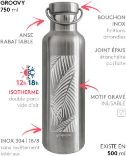Gourde En Inox Isotherme 750 Ml Groovy Palmier GASPAJOE 7 Gourde En Inox Isotherme 750 Ml Groovy Palmier GASPAJOE -Bébés Produits Magasin SITE1GROOVYPALMIER