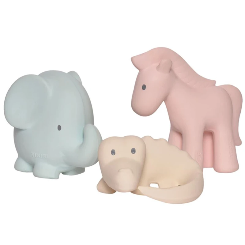 Set De 3 Animaux En Caoutchouc Naturel Marshmallow - Safari TIKIRI 3 Set De 3 Animaux En Caoutchouc Naturel Marshmallow - Safari TIKIRI