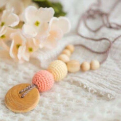 Collier D'allaitement Et De Portage Peach And Brown Pommier- BN010 KANGAROO CARE