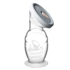 Recueil-Lait 100% Silicone 150ml Avec Couvercle Gris HAAKAA -Bébés Produits Magasin m2soit4g