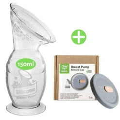 Recueil-Lait 100% Silicone 150ml Avec Couvercle Gris HAAKAA