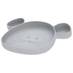 Assiette à Compartiments Ventousée En Silicone Gris LASSIG