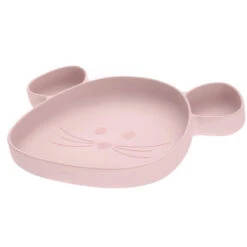 Assiette à Compartiments Ventousée En Silicone Rose LASSIG