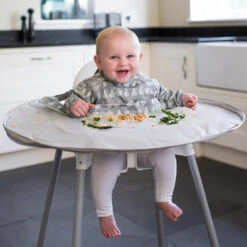 Kit Bavoir Et Plateau Transportable Dove Grey TIDY TOT